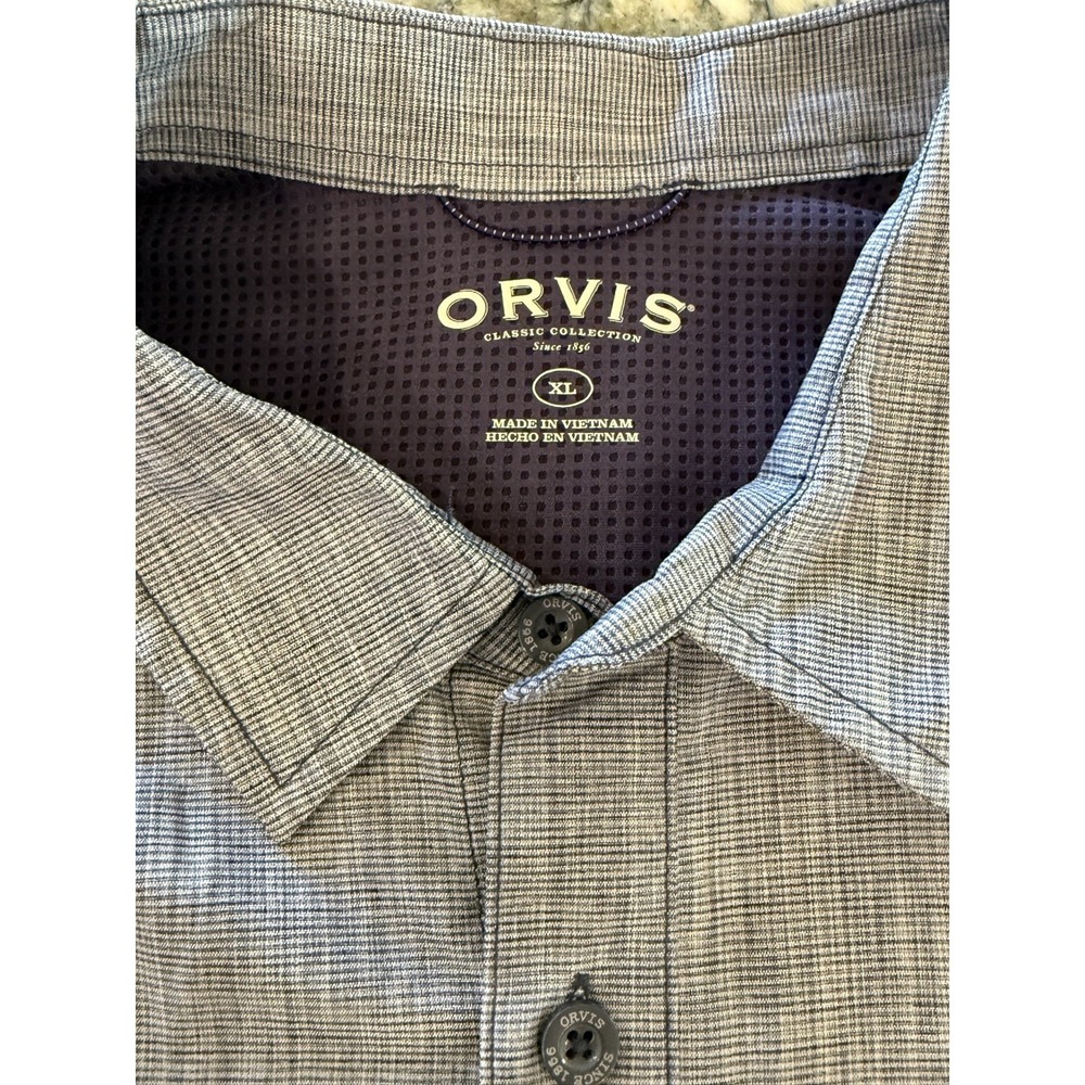 Orvis short Sleeve Shirt Mens XL (46-48) Blue Fishing Pocket Button Up - Picture 6 of 6